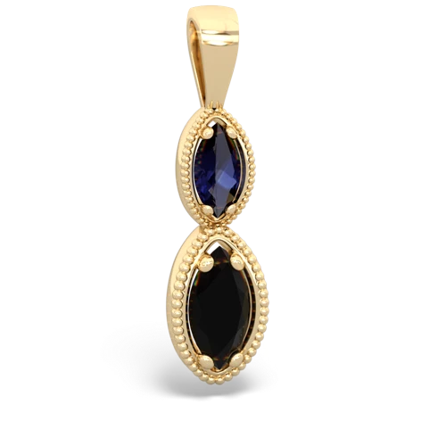 sapphire-onyx antique milgrain pendant