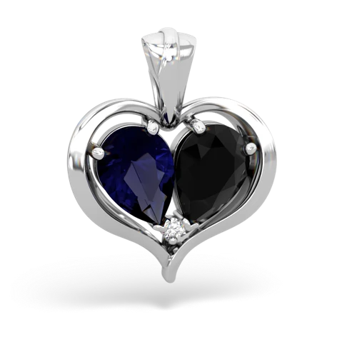 sapphire-onyx half heart whole pendant