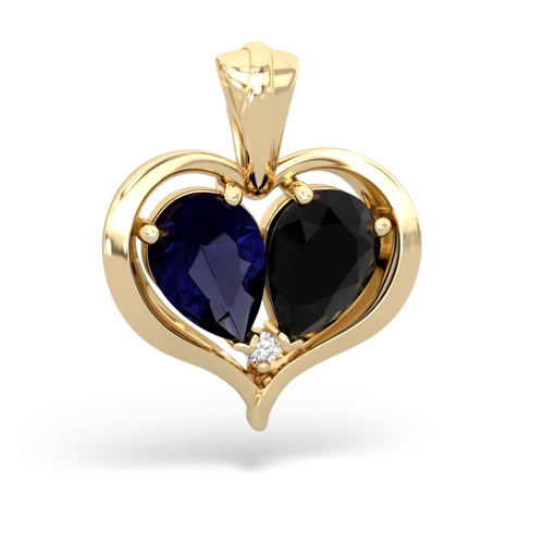 sapphire-onyx half heart whole pendant