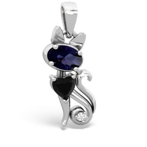 sapphire-onyx kitten pendant