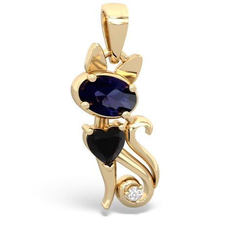 sapphire-onyx kitten pendant