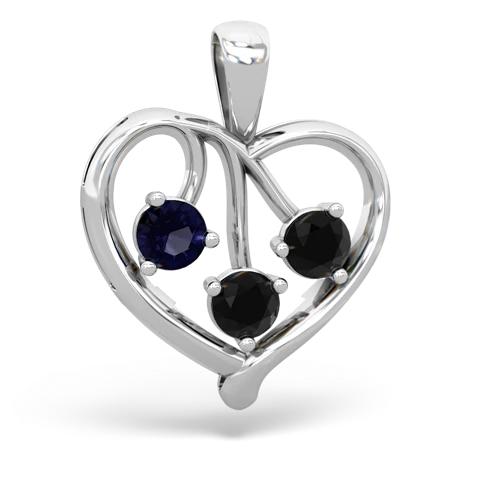 Sapphire Genuine Sapphire with Genuine Black Onyx and Genuine White Topaz Glowing Heart pendant Pendant