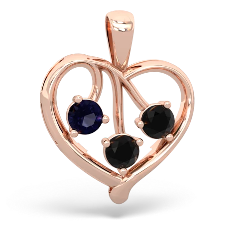 sapphire-onyx love heart pendant