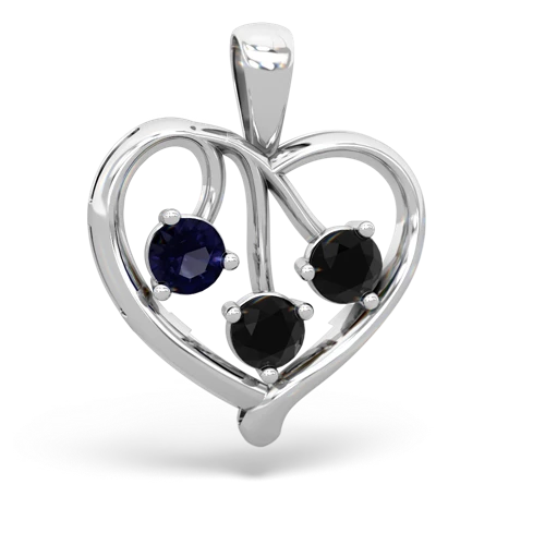 sapphire-onyx love heart pendant