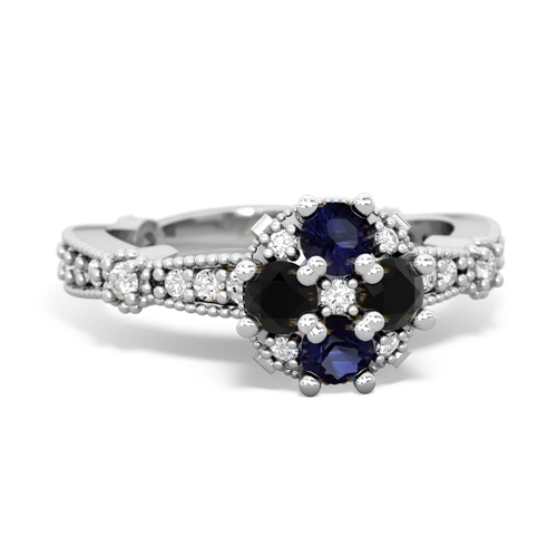 sapphire-onyx art deco engagement ring