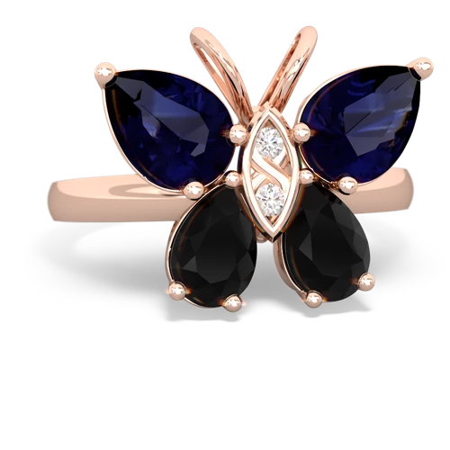 sapphire-onyx butterfly ring