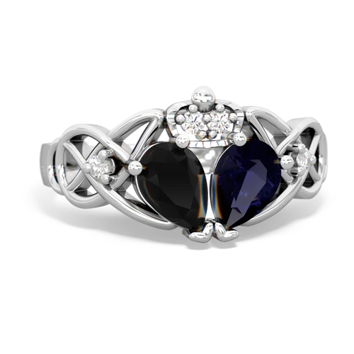 sapphire-onyx claddagh ring