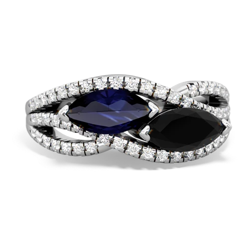 sapphire-onyx double heart ring