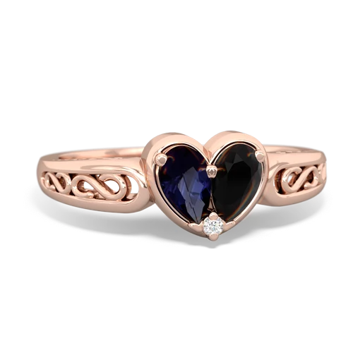 sapphire-onyx filligree ring