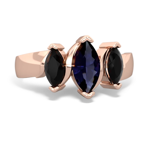 Sapphire Genuine Sapphire with Genuine Black Onyx and Genuine White Topaz Three Peeks ring Ring