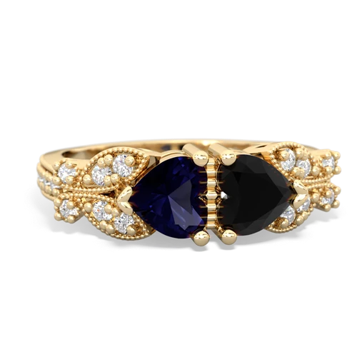 sapphire-onyx keepsake butterfly ring