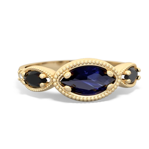 sapphire-onyx milgrain marquise ring