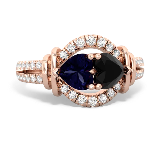 sapphire-onyx pave keepsake ring