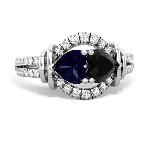 sapphire-onyx pave keepsake ring