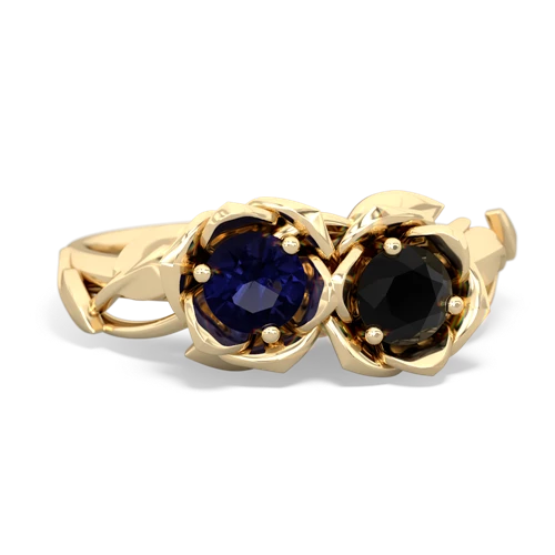 sapphire-onyx roses ring