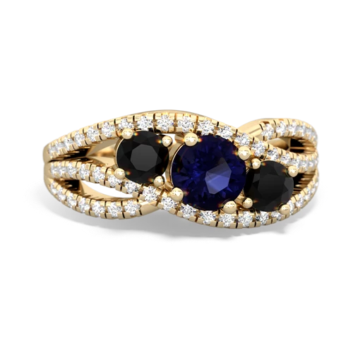 sapphire-onyx three stone pave ring