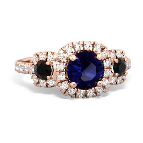 Sapphire Genuine Sapphire with Genuine Black Onyx and Genuine Pink Tourmaline Regal Halo ring Ring