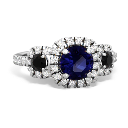 sapphire-onyx three stone regal ring