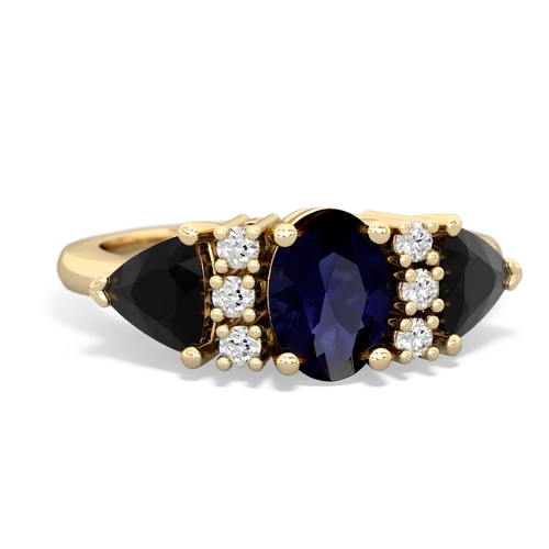 Sapphire Genuine Sapphire with Genuine Black Onyx and Lab Created Emerald Antique Style Three Stone ring Ring