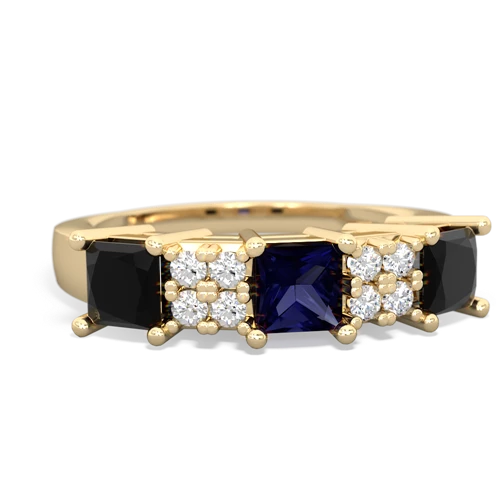 Sapphire Genuine Sapphire with Genuine Black Onyx and Genuine Swiss Blue Topaz Three Stone ring Ring