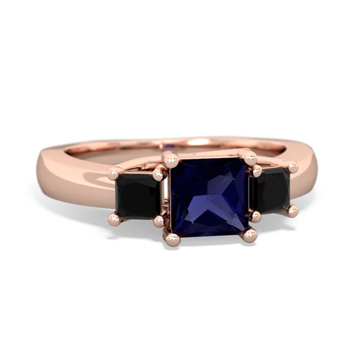 Sapphire Genuine Sapphire with Genuine Black Onyx and Genuine Swiss Blue Topaz Three Stone Trellis ring Ring