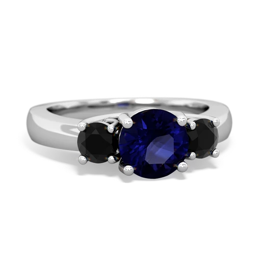 Sapphire Genuine Sapphire with Genuine Black Onyx and Genuine Ruby Three Stone Trellis ring Ring