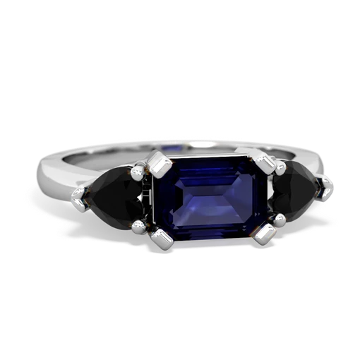 Sapphire Genuine Sapphire with Genuine Black Onyx and Genuine White Topaz Three Stone ring Ring