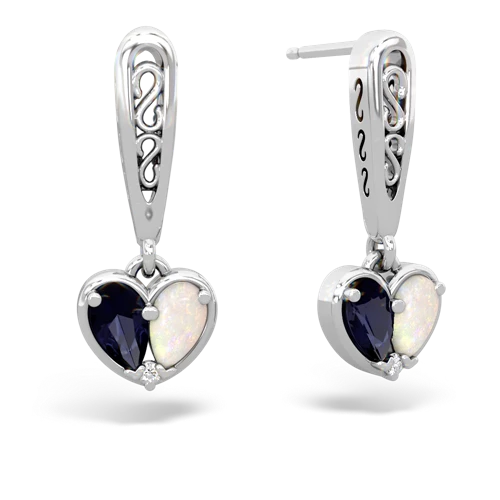 sapphire-opal filligree earrings