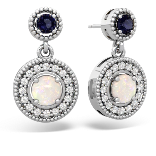 Sapphire Genuine Sapphire with Genuine Opal Halo Dangle earrings Earrings