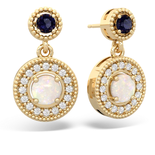 sapphire-opal halo earrings