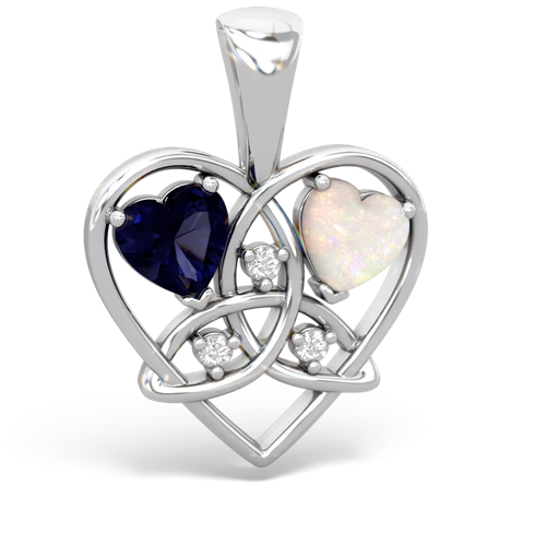 Sapphire Genuine Sapphire with Genuine Opal Celtic Trinity Heart pendant Pendant