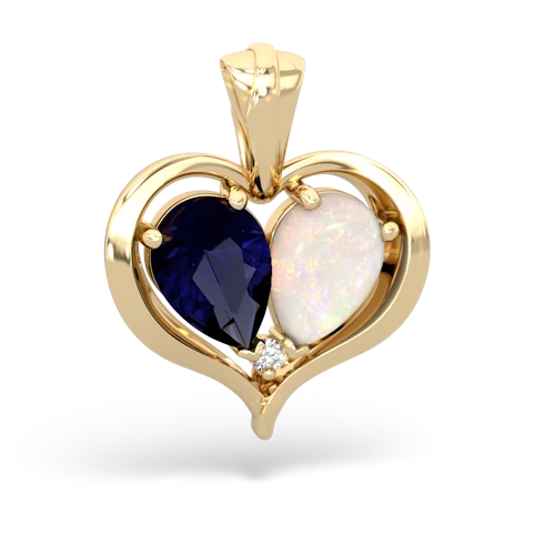 sapphire-opal half heart whole pendant