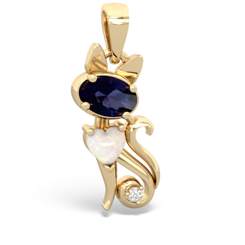 sapphire-opal kitten pendant