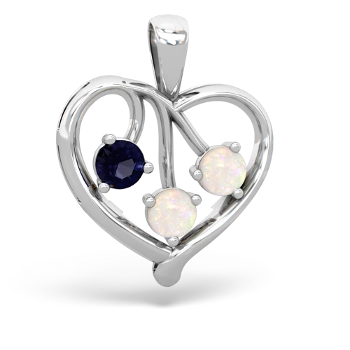 Sapphire Genuine Sapphire with Genuine Opal and Lab Created Sapphire Glowing Heart pendant Pendant