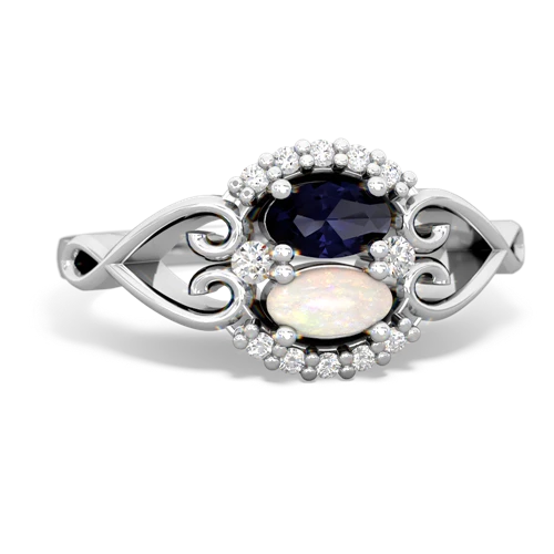 Sapphire Genuine Sapphire with Genuine Opal Love Nest ring Ring
