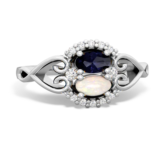 sapphire-opal antique keepsake ring