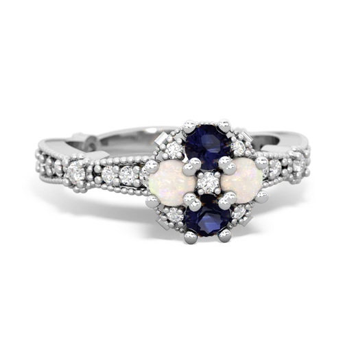 Sapphire Genuine Sapphire with Genuine Opal Milgrain Antique Style ring Ring