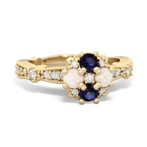 sapphire-opal art deco engagement ring