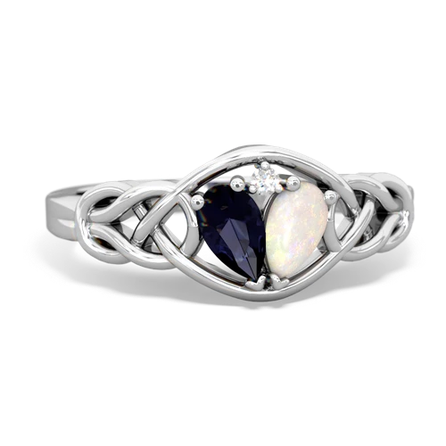 Sapphire Genuine Sapphire with Genuine Opal Celtic Love Knot ring Ring