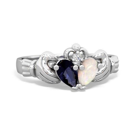 Sapphire Genuine Sapphire with Genuine Opal Claddagh ring Ring