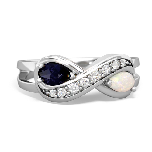 Sapphire Genuine Sapphire with Genuine Opal Diamond Infinity ring Ring