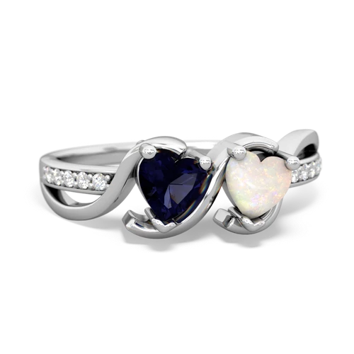 Sapphire Genuine Sapphire with Genuine Opal Side by Side ring Ring