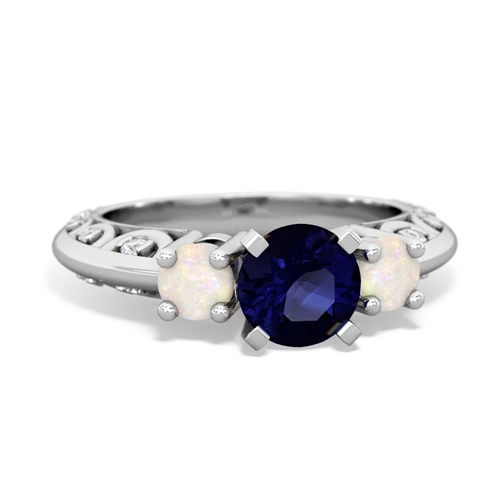 Sapphire Genuine Sapphire with Genuine Opal Art Deco ring Ring