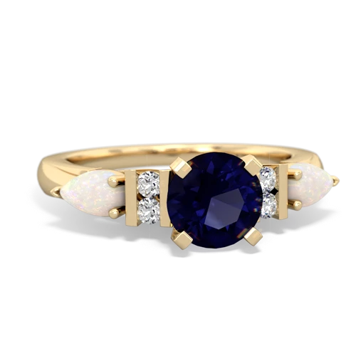 Genuine Sapphire with Genuine Opal and Genuine Aquamarine Engagement ring