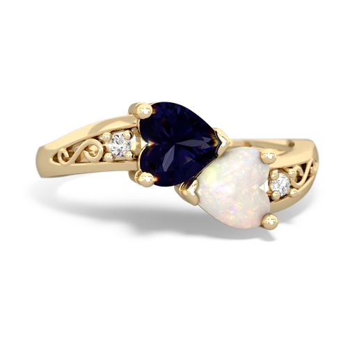 sapphire-opal filligree ring