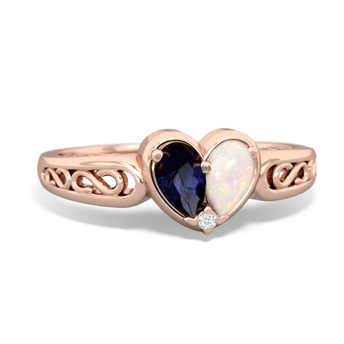 sapphire-opal filligree ring