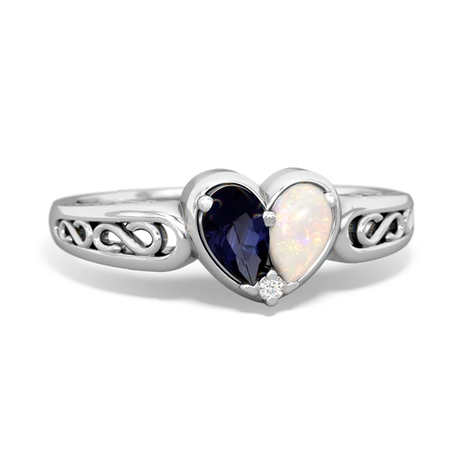 sapphire-opal filligree ring