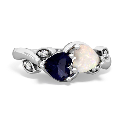 Sapphire Genuine Sapphire with Genuine Opal Floral Elegance ring Ring