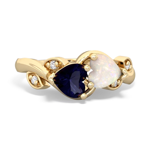 sapphire-opal floral keepsake ring