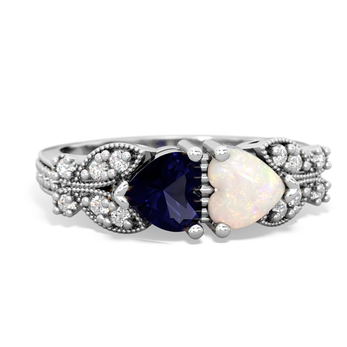 Sapphire Genuine Sapphire with Genuine Opal Diamond Butterflies ring Ring